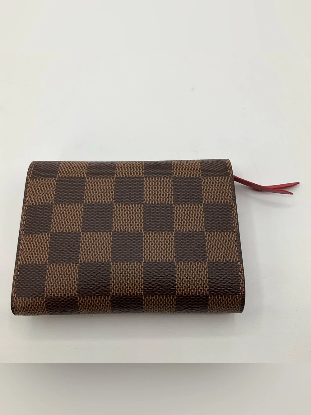 NWT Louis Vuitton Victorine Trifold Wallet Damier Ebene Rouge Interior N41659